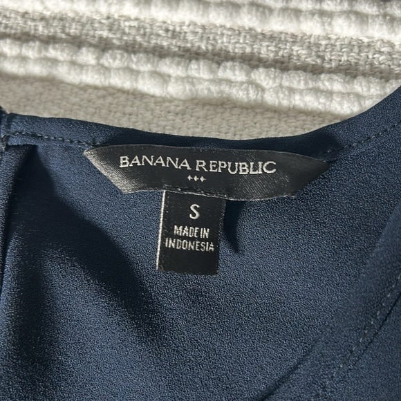 Banana Republic Women Navy Crepe Shift Dress Flutter Sleeve Belted S Fall Chic - Picture 7 of 8